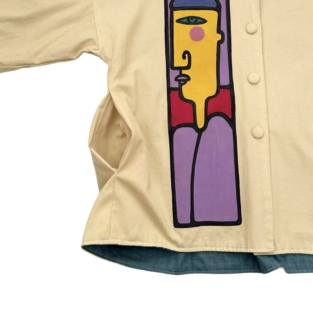 Vintage Hand Painted Art Jacket - Primitive Hip Abstract Museum - XL/XXL